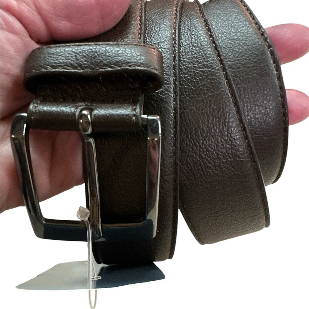 Royal Class Men’s Brown Leather Belt with Square Buckle Size 42 NWT